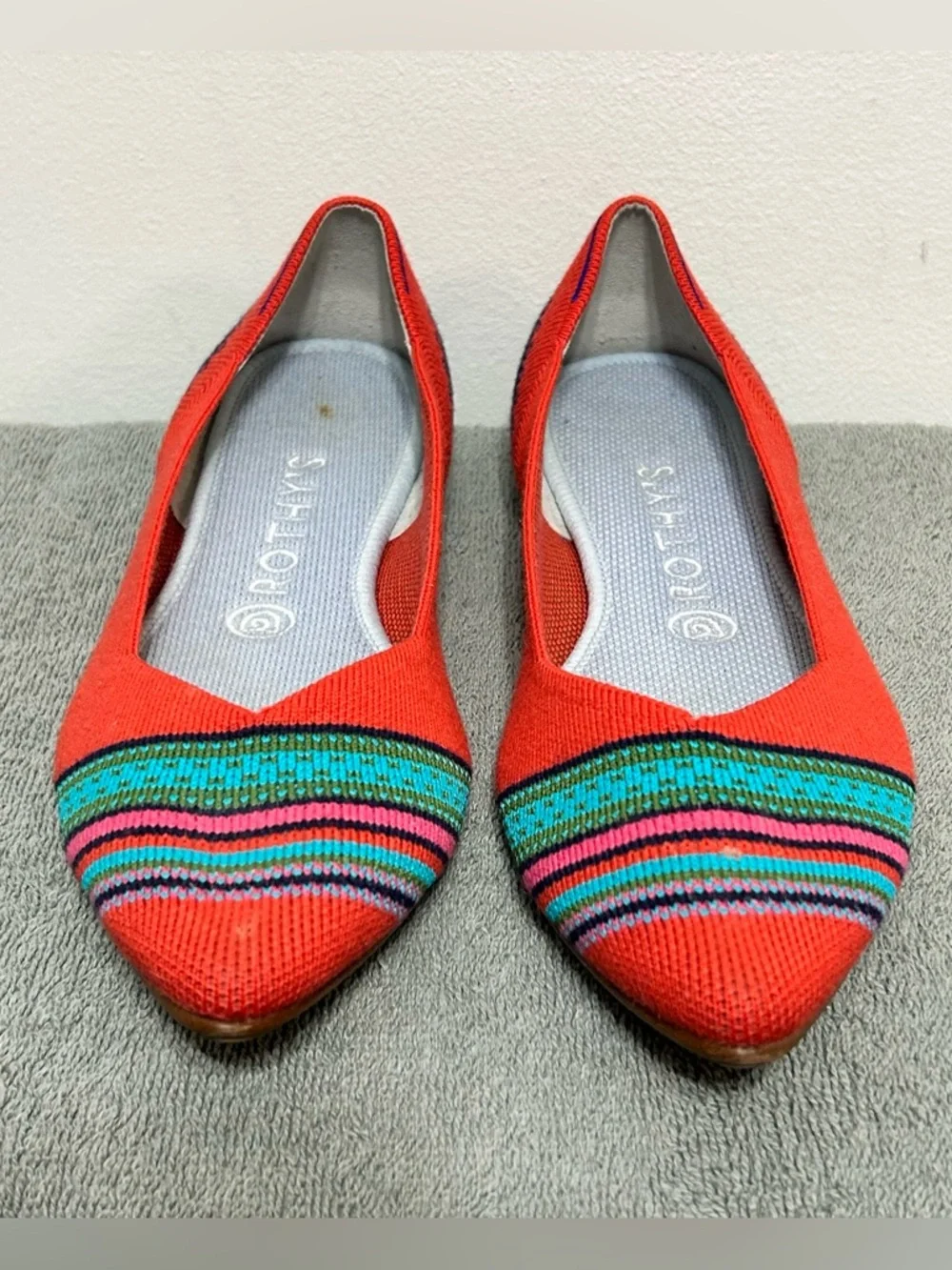 Rothy’s Merino Wool Collection Point Toe Blaze Ribbon Stripe Flats Womens Size 9